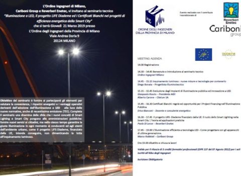 21 Marzo 2019 – Milano: Seminario “Illuminazione a LED, il progetto LIFE Diademe ed i Certificati Bianchi”